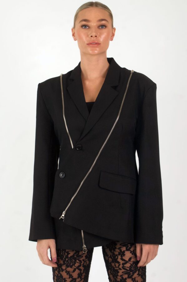 Svart Studio Rally Zip Blazer