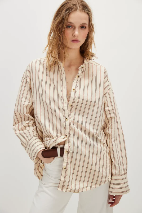 Free People Striped Varsity Vibes Shirt